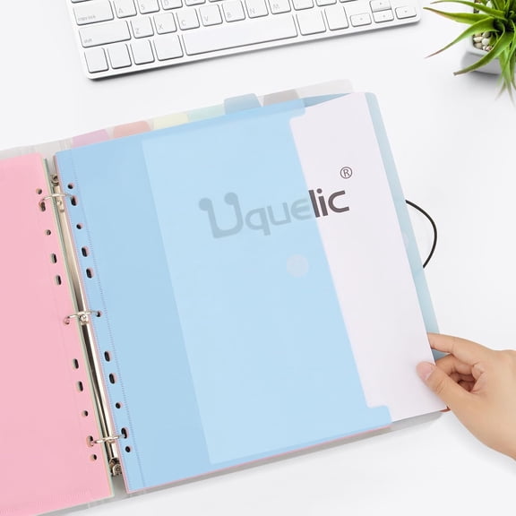 GVDCC-A4 Binder, Folio Document Organizer with 12 Pockets, 3 Ring Folder Letter Size/A4, Cute Life Binder for Paper, Files, Photos, Letters, Cards(Clear-Macaron)
