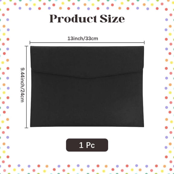 GVDCC-A4 PU Leather Document Folder with Snap Closure File Holder for Letter Size Black Waterproof Portfolio Envelope File Oragnizer Pocket Storage Case for Receipt Contract Stationery Tablet