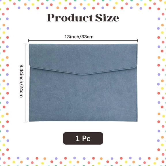 GVDCC-A4 PU Leather File Holder Document Envelope Folder with Snap Closure Blue Waterproof Portfolio File Oragnizer Pocket Storage Case for Receipt Contract Stationery Tablet, Business