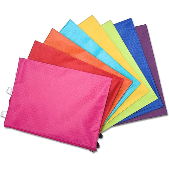 GVDCC-A4 Zipper File Bags, 8 Colors Zip Document Filing Folder Organizer Pouch, 13x9.4 Inches