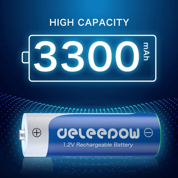 GVDCC-AA Rechargeable Batteries Nimh 3300mAh 1.2V Batteries AA Size Rechargeable High Capacity 1200 Cycles 8-Pack(Only Battery)