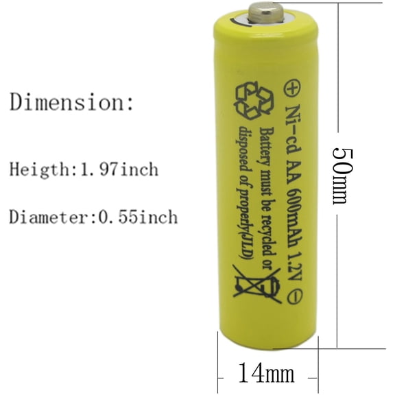 GVDCC-AA Size NiCd AA 600mAh 1.2V Rechargeable Batteries for Solar Lamp Solar Light(20 PCS)