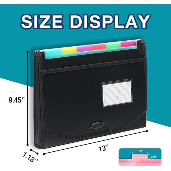 GVDCC-Accordion File Organizer, 13 Pocket Expanding File Folder with Labels for Documents, Letter Size, 1 Pack