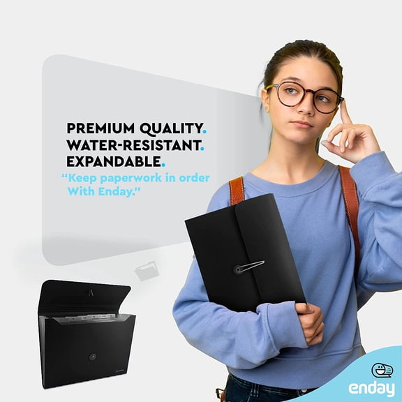 GVDCC-Accordion File Organizer Black, 7 Pocket Expanding File and Cover Folder with Labels, Plastic Portable Desktop Letter A4 Paper by