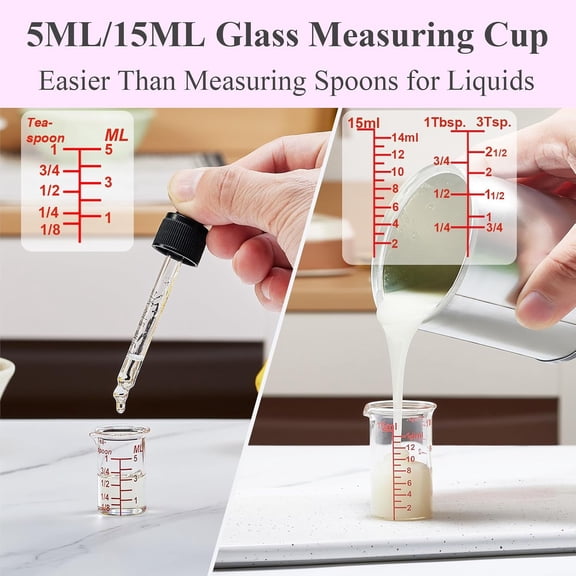 GVDCC-Ackers 4-Piece Glass Measuring Cup Set, Borosilicate Beaker Style Nesting Liquid Measuring Cups