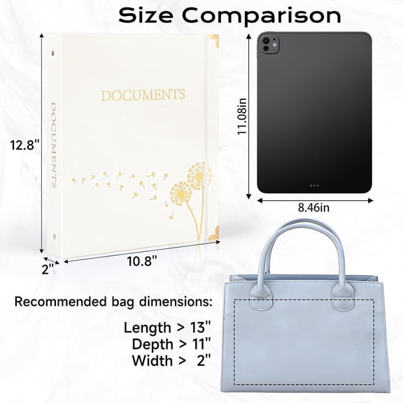 GVDCC-Aesthetic Document Organizer Linen Folio Folders with Pockets, 3-Ring Accordion Storage Binders Expanding File Folder for Important Papers, Documents and Files