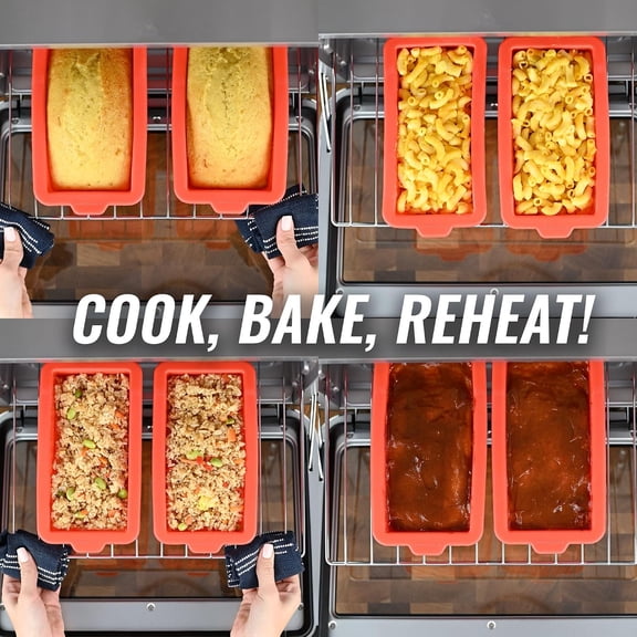 GVDCC-Air Fryer Silicone Loaf Pans for Baking, Non-Stick Bread Cake Pan for Ninja Foodi XL Pro DT200, Double Oven with FlexDoor DCT400, Prestige Smart XL, Toaster Oven Bakeware Sets, BPA Free