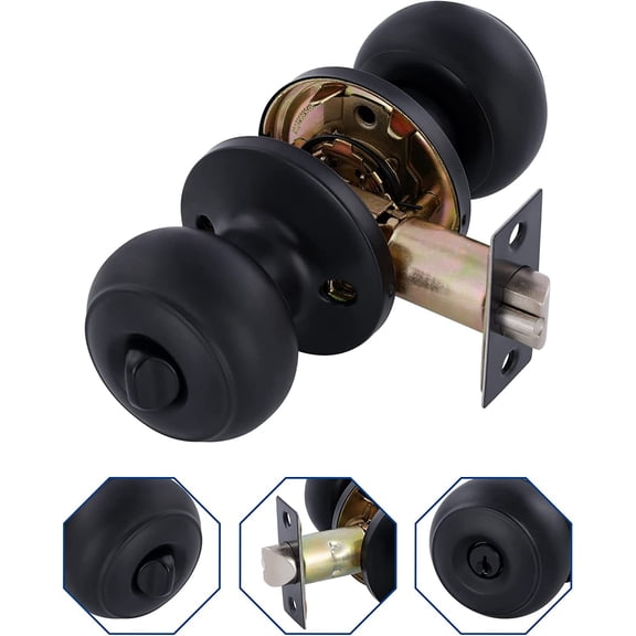 GVDCC-All Keyed Identical Deadbolt Door knob Single Cylinder Deadbolt Lock Combo Set, Classic Matte Black Exterior Door Knobs with Deadbolt Entrance and Front Door Lock