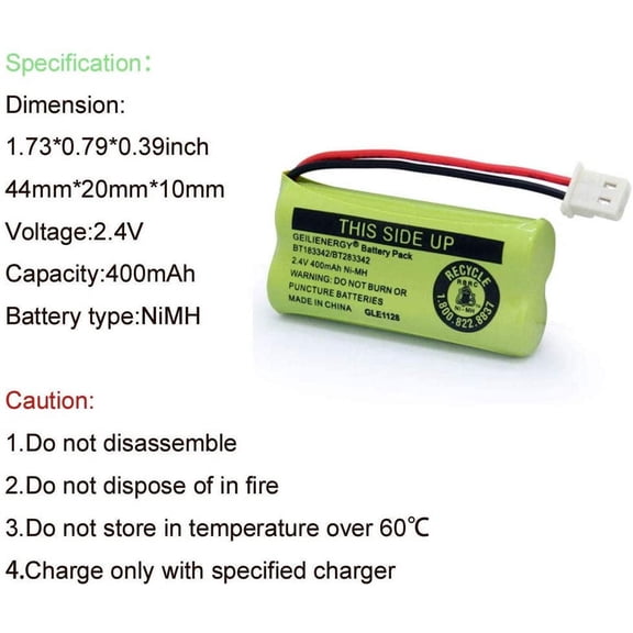 GVDCC-BT162342 BT262342 Battery Compatible with BT183342 BT283342 BT166342 BT266342 Vtech CS6114 CS6419 CS6719 with AT&T EL52300 CL80112 CS6719-2 Cordless Handsets (Pack of 4)