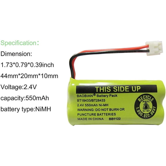 GVDCC-BT18433/BT28433 BT184342 BT284342 BT1011 BT-1011 Cordless Phone Battery CL80109 CS6209 TL90078 BT-8300 BATT-6010 CS6219 CS6229 BT-1018 BT-1022 (4Pack)