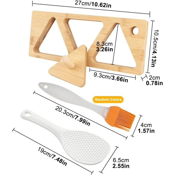 GVDCC-Bamboo Rice Ball Mold Set with Press Plate, Onigiri Mold with Non-Stick Easy-Release Design for Sushi, Bento Lunch and Home Use