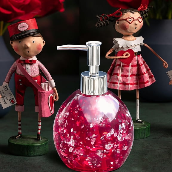 GVDCC-Bathroom Decoration Resin Lotion Bottle Pump for Kitchen or Countertops, Red