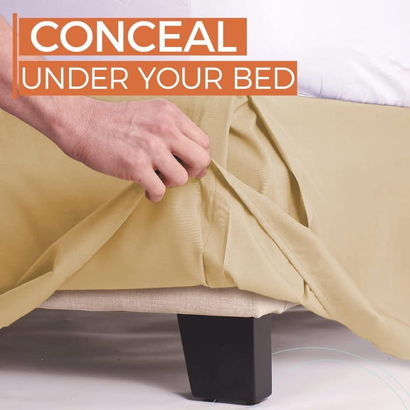 GVDCC-Bed Skirt King Size, 14" Inch Drop with Platform, Box Spring Cover Drape Bed Skirting, Wrinkle & Fade Resistant Camel