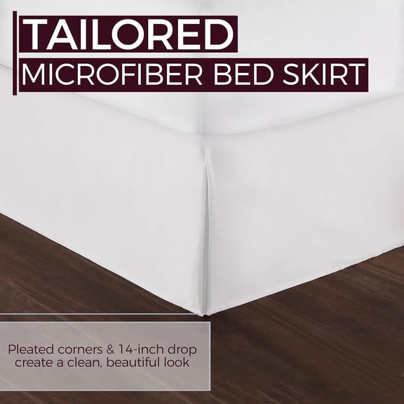 GVDCC-Bed Skirt Queen Size, 14" Inch Drop with Platform, Box Spring Cover Drape Bed Skirting, Wrinkle & Fade Resistant White