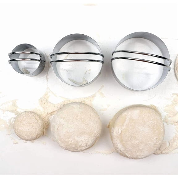 GVDCC-Biscuit Cutter Set (3 Pieces/Set), Stainless Steel Round Cookies Cutter with Handle, Professional Baking Dough Tools, Gift Package
