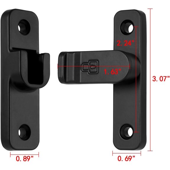 GVDCC-Black 90 Degree Right Angle Barn Door LockZinc Alloy Flip Gate Latches Protect Privacy,for Cabinets, Barn,Windows,Storeroom,Gardens,Bathroom and pet Cages