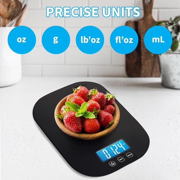 GVDCC-Black Digital Kitchen Scale for Cooking, Weight Loss, Calorie Tracking, Baking, Food Portion Control, and Meal Prep - Accurate Measurements in Grams and Ounces