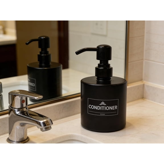 GVDCC-Black Glass Soap Dispenser with Black Pump Head - Perfect Countertop Accessory for Stylish Kitchens & Bathrooms