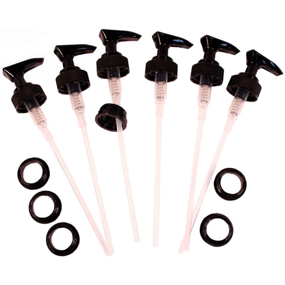GVDCC-Black Plastic Dispenser Pumps with Screw Collars - 28/400 - Ideal for Soap and Lotion Jars or Bottles | Pack of 6