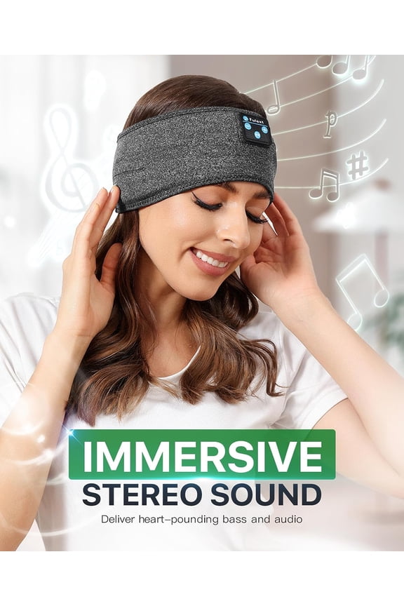 -Bluetooth Sleep Headphones, Headband Headphones, Wireless Headband, Heather Grey