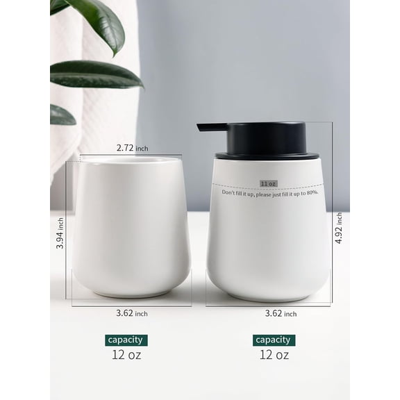 GVDCC-Bosilunlife Soap and Toothbrush Holder Set - Ceramic Bathroom Accessories Set White Foaming Hand Soap Dispenser Set Bathroom Counter Toothbrush Holder and Soap Dispenser Set