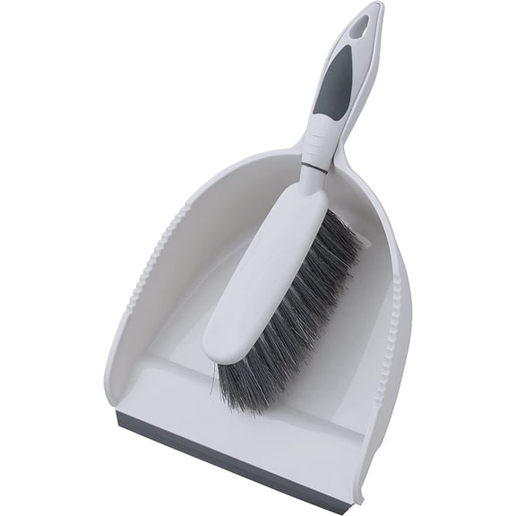 GVDCC-Brush and Dustpan Set, Rubber Edge for Easy Dirt Pickup, Durable Plastic Broom Set with Ergonomic Grip Handle, for Table, Countertop, Desk (1)