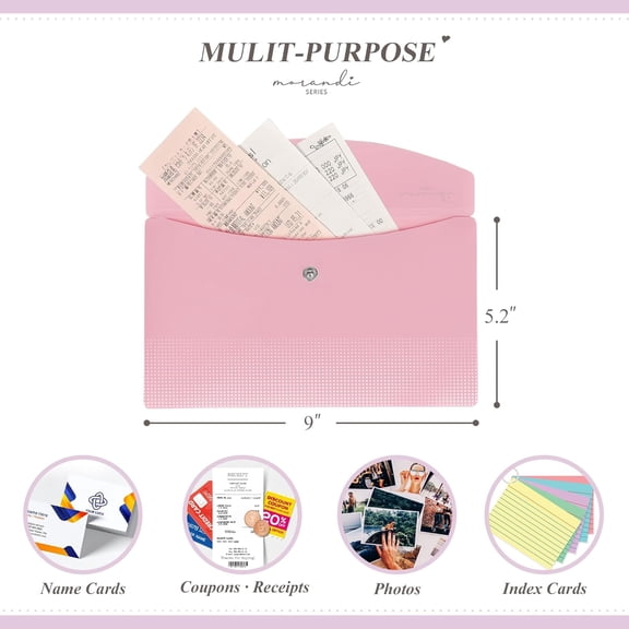 GVDCC-Budget Envelopes for Cash System, Bill Bags, Small Plastic Receipt Holder Organizer, Pastel Colors, 9x5 Inch, 6 Pack