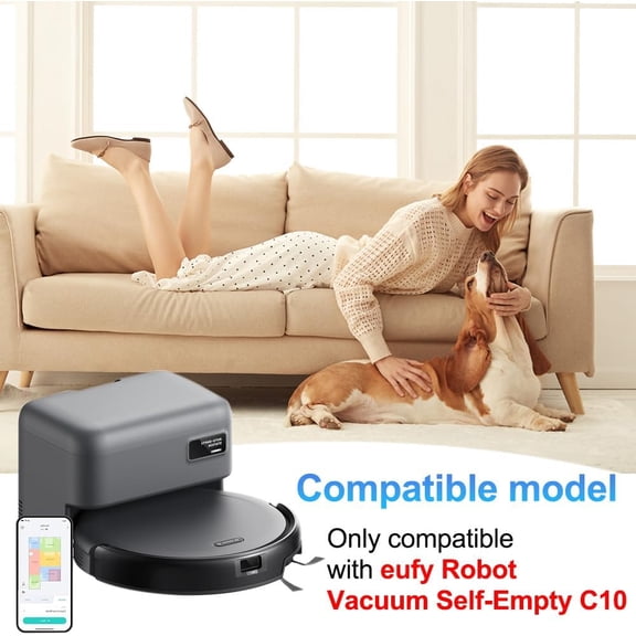 GVDCC-C10 Accessories, Replacement Parts Compatible with Eufy C10 Robot Vacuum Cleaner, 1 Main Brush, 4 HEPA Filter, 4 Side Brushes,4 Dust Bag