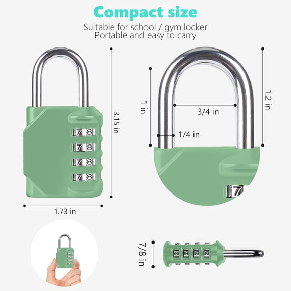 GVDCC-CL11KG Combination Lock, 4 Digit Outdoor Combination Padlock Set Your own Combination for Gym Locker Lock, School, Gates, Doors, Toolbox, Hasps and Storage (Khaki-Green *1)