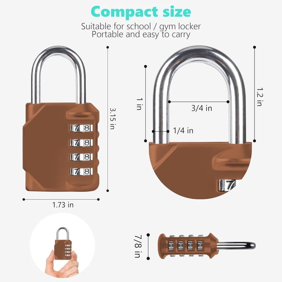 GVDCC-CL11MC Combination Lock, 4 Digit Outdoor Combination Padlock Set Your own Combination for Gym Locker Lock, School, Gates, Doors, Toolbox, Hasps and Storage (Mocha Mousse *1)