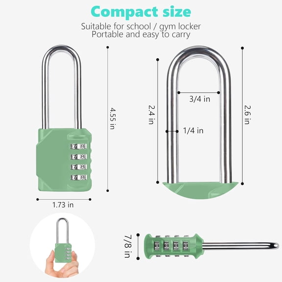 GVDCC-CL21KG 2.6 Inch Long Shackle Combination Lock, 4 Digit Combination Padlock Set Your own Combination for Gym Locker Lock, School, Gates, Doors, Toolbox, Hasps and Storage (Khaki-Green (L) *1)