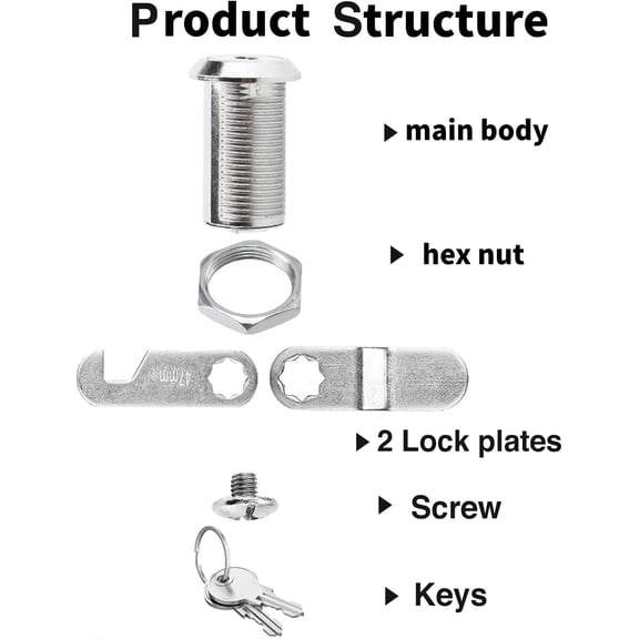 GVDCC-Cabinet Cam Locks Keyed Alike, 1-1/8'' Fits on7/8'' Max Door Thickness, Secure File Drawer Mailbox RV Storage Replacement Set, Zinc Alloy (1-1/8 Inch 6Pcs)