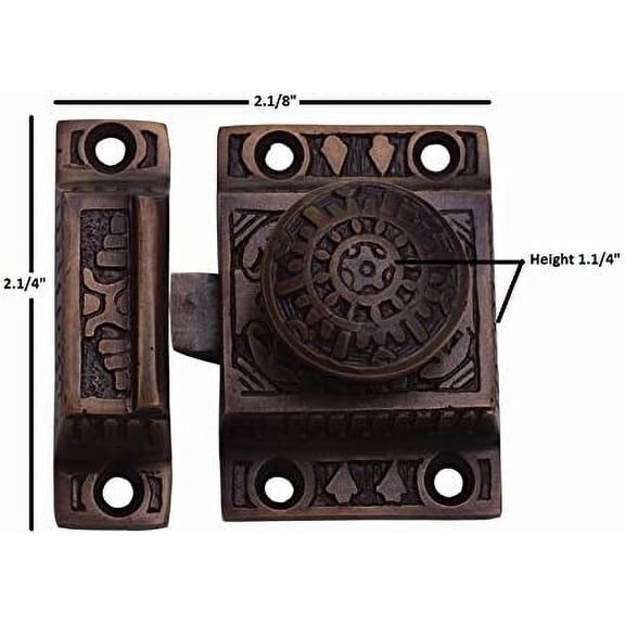 GVDCC-Cabinet Latch, Cabinet Door Latches for Closet Kitchen Door Windsor Design, Antique Latch, Antique Brass Pulls with Latches Hardware, Solid Brass