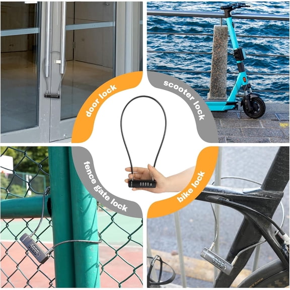 GVDCC-Cable Combination Refrigerator Lock, Combo Pad Locks for Outdoor, Fence Gate, Travel Suitcase, Thin Cable Lock with Code, for Locker, Bike, Scooter (23.6"(60cm) Cable, Pink)