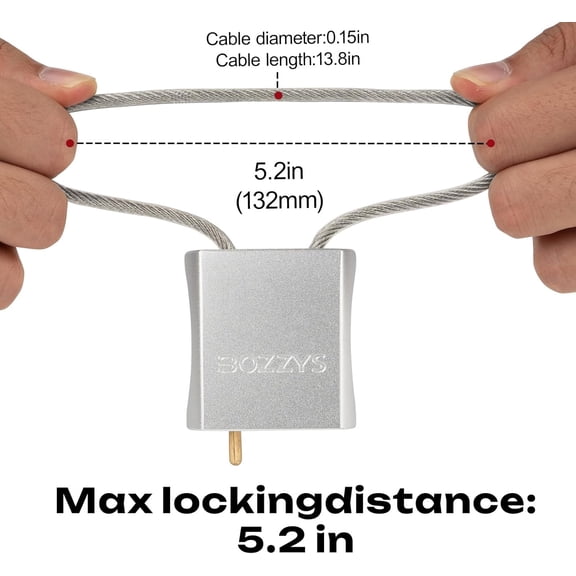 GVDCC-Cable Padlock with 3 Keys | L 1.15ft(0.35m),D 1/6in(4mm) Adjustable Steel Cable Lock | Aluminum Locks for Bikes, Gate, Lockers & Outdoor Gear | Weatherproof & Silver