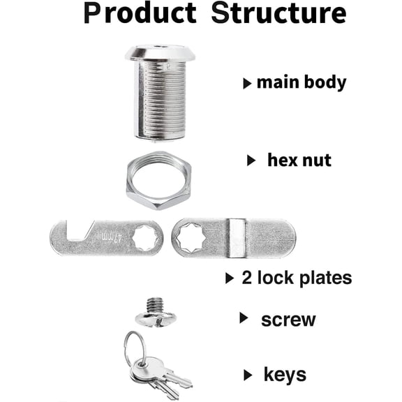 GVDCC-Cam Locks Keyed Alike, 1'' Cabinet Lock Fits on 3/4'' Max Door Thickness, Secure File Drawer Mailbox RV Storage Replacement Set, Zinc Alloy (1 Inch 6Pcs)