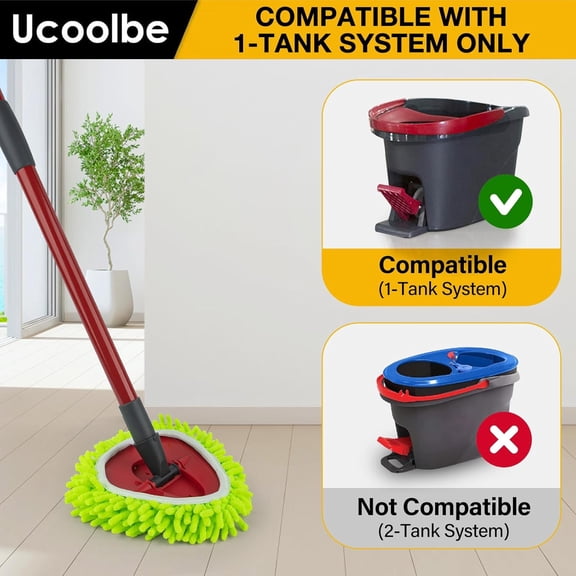 GVDCC-Chenille Duster Mop Head Compatible with O Cedar Mop Easywring 1-Tank System, Microfiber Chenille Mop Pads Spin Mop Refill for Dry & Wet Use, 3 Pack