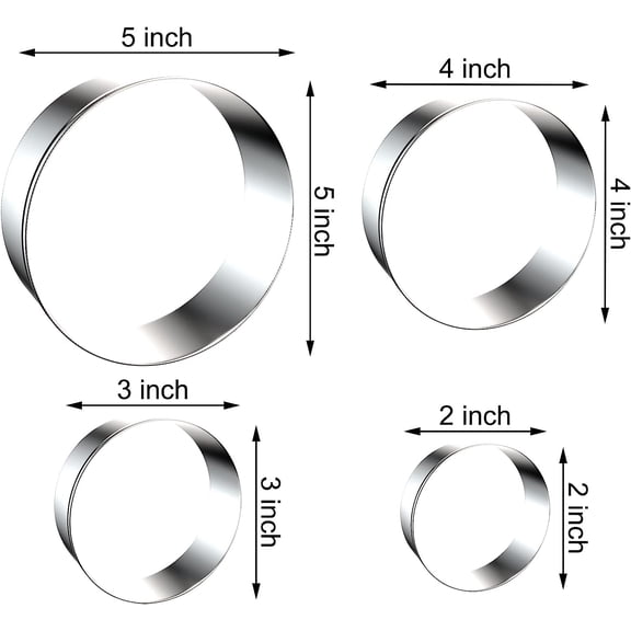 GVDCC-Circle Round Biscuit Cookie Cutter Set - Large Donut Cutter Ring Molds - 5 Inch, 4 Inch, 3 Inch, 2 Inch - Geometric Plaque Cookie Cutters Shapes - Stainless Steel