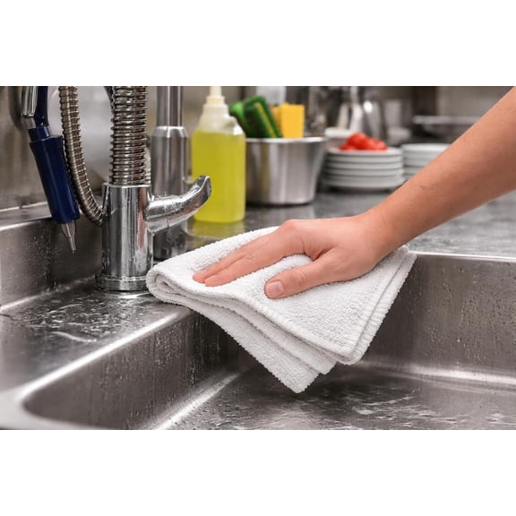 GVDCC-Cleaning Rags 12x12 White Cotton Blend Reusable Scrubbing Cloths for Kitchen, Janitorial, Auto Detailing, and General Cleaning Use (24)
