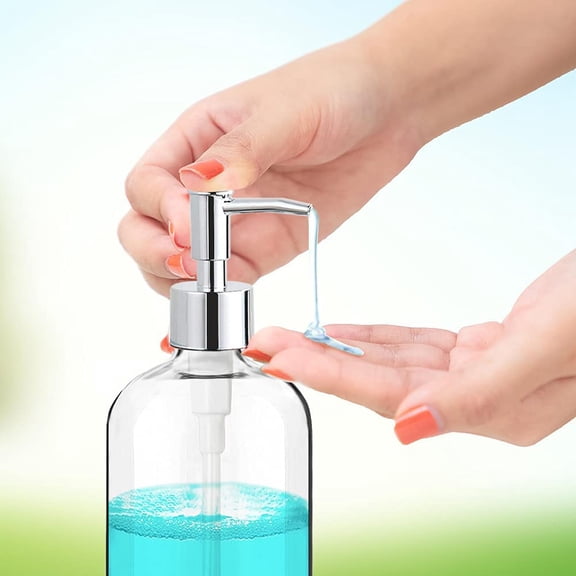 GVDCC-Clear Soap Dispenser with Rust Proof Pump, Waterproof Labels (2 Pack,16 Oz), Plastic Hand Soap Dish Soap Dispenser for Kitchen Bathroom
