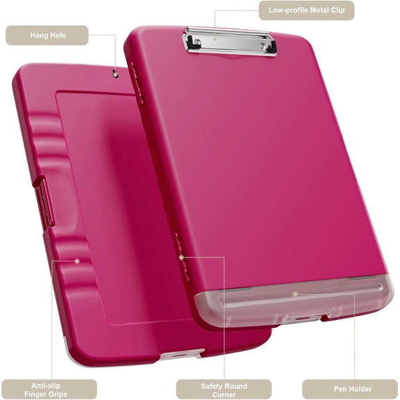 GVDCC-Clipboard with Storage, 8.5 x 11 Organization Box with Pen Holder and A4 Legal Paper Folder, Folio & Side-Opening, Low Profile Clip,for Nurses,Teachers, Size 14 x 9.6 x 1.2 in, Red
