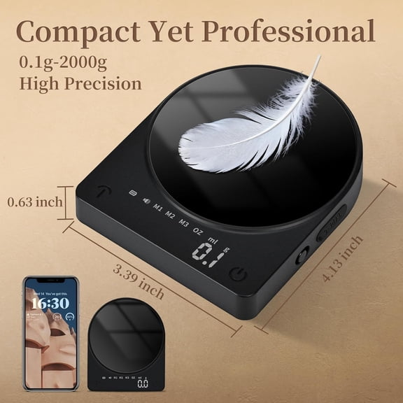 GVDCC-Coffee Scale with Timer 0.1g Precision Mini Espresso Scale Rechargeable Digital Scale for Pour Over,French Press,Drip Coffee,Espresso and Coffee Beans Weighing,Professional Barista Tool