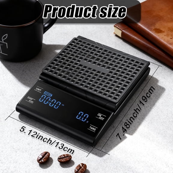 GVDCC-Coffee Scale with Timer, 5kg/0.1g Precision Pour Over Drip Espresso Scale for French Press, Digital Kitchen Scale with Auto Tare, Lit LCD Display and Silicone Cover, Batteries Included