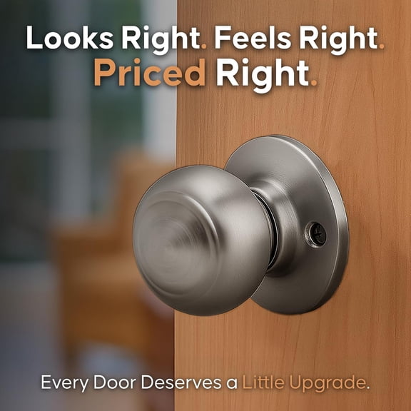 GVDCC-Colonial Passage Interior Door Knob ANSI Grade-3 Certified, Modern Heavy Duty Handle, Easy Install and Reversible for Bedroom, Bathroom and Closets Satin Stainless (2 Pack)