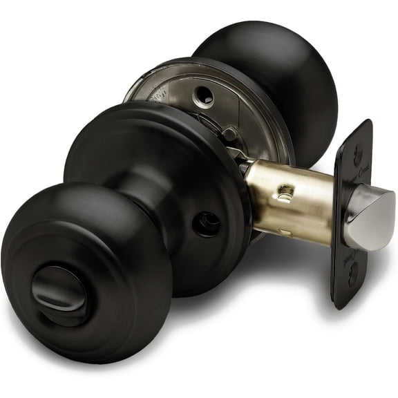 GVDCC-Colonial Privacy Interior Door Knob ANSI Grade-3 Certified, Modern Heavy Duty Handle, Easy Install and Reversible for Bedroom, Bathroom and Closets Matte Black (1 Pack)