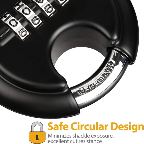 GVDCC-Combination Disc Padlocks for Outdoor - Heavy Duty 4 Digit Code Lock, Combo Lock for Storage Unit,Gate,Fence,Trailer(3/8-in Shackle,2PCS,Black)