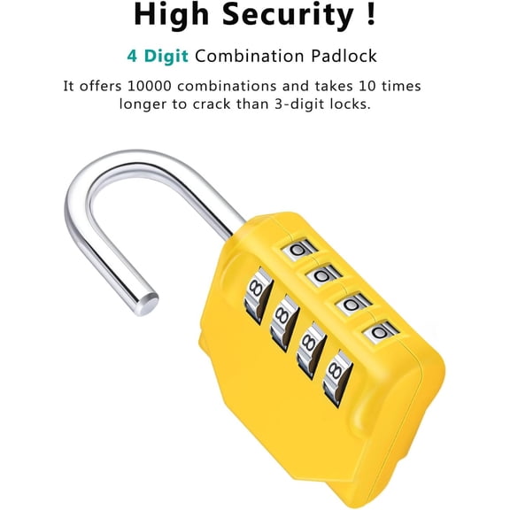 GVDCC-Combination Lock Outdoor 2 Pack, 4 Digit Resettable Weatherproof Combination Padlock for Gym, School, Gates, Doors, Hasps Storage (Yellow, 2 Pack)