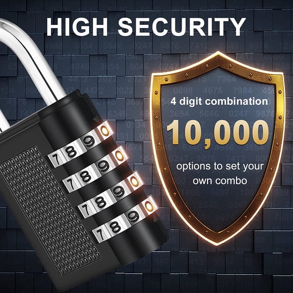 GVDCC-Combination Lock Padlock for Gym Locker, Sports, School, Outdoor, Fence and Storage (2 Pack, Black)