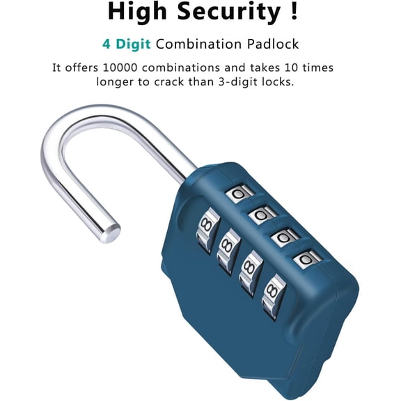 GVDCC-Combination Locker Locks, Resettable 4 Digit Padlock for Locker Keyless, Gym Locks for, School, Gate, Door, Hasp Storage, Fence, Toolbox, Case, Outdoor Use Weatherproof (Peacock Blue, 2 Pack)