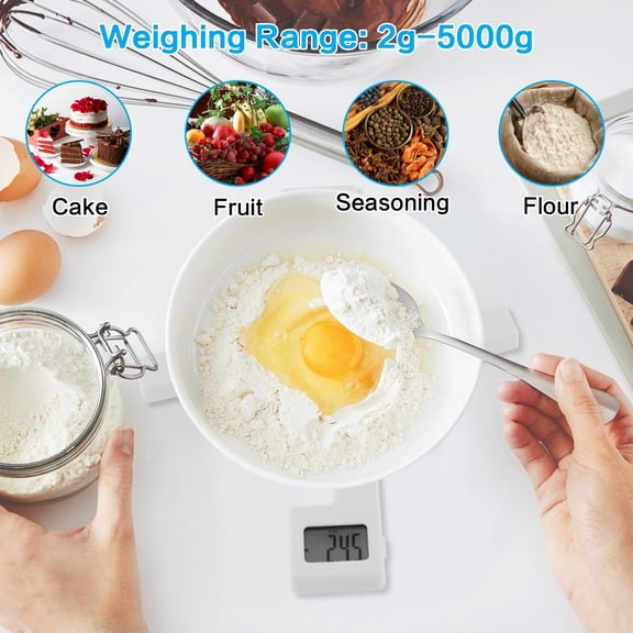 GVDCC-Compact Folding Digital Kitchen Scale, Highly Accurate Portable Food Scale with LCD Display, Auto Power Off and Tare Features, for Measuring Intake of Healthy Eating People (White)